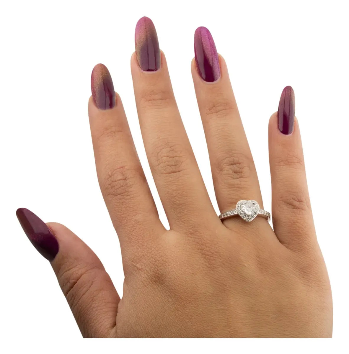 Anillo Solitario Corazón Plata 925 Con Piedra Casa Plata