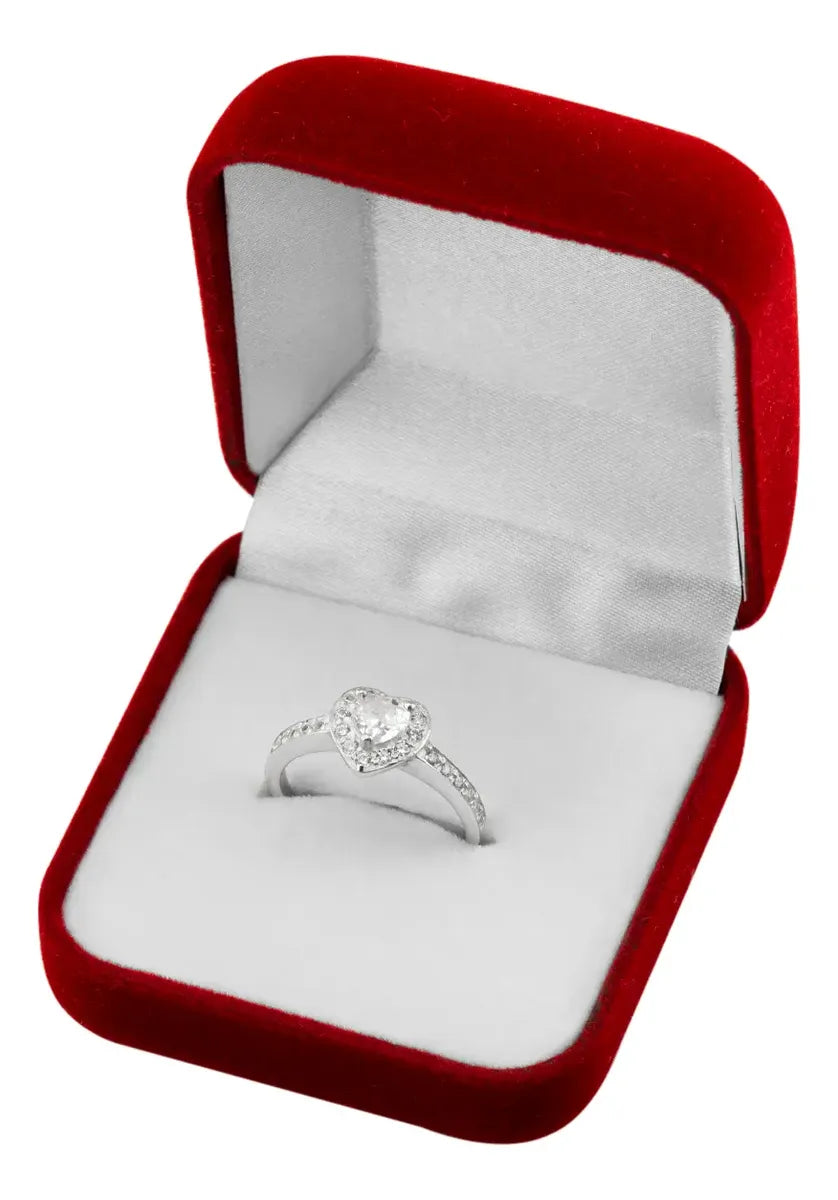 Anillo Solitario Corazón Plata 925 Con Piedra Casa Plata