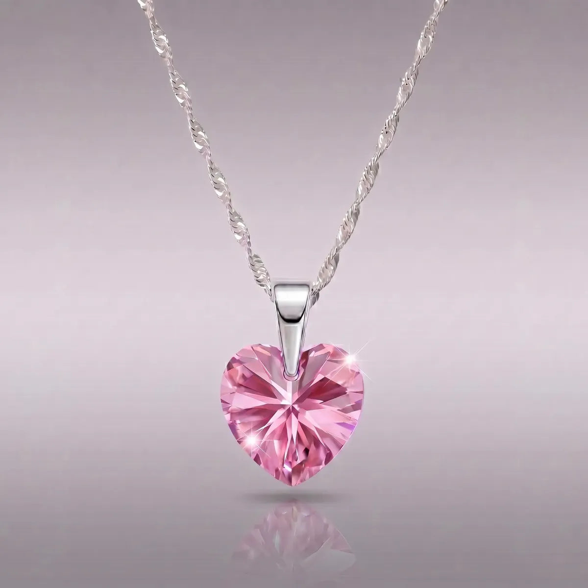 Collar Corazón Cristal Sw Plata 925 Mujer Rosa Casa Plata