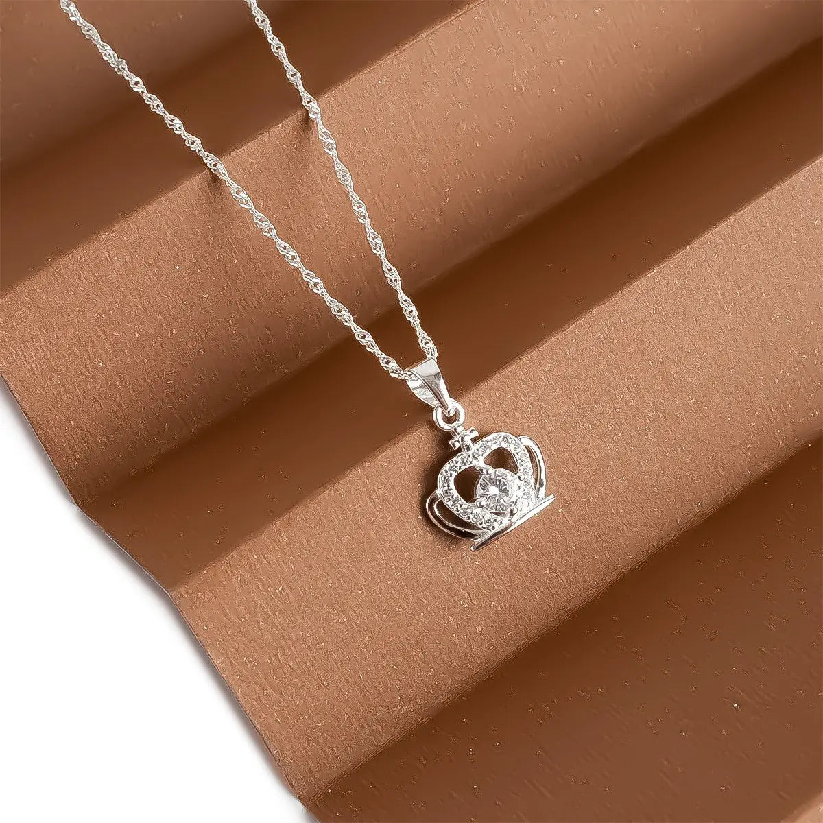Cadena Y Dije Corona Cubics Plata 925 Mujer Casa Plata