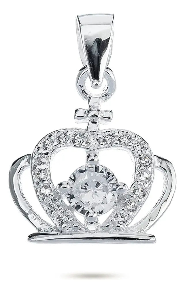Cadena Y Dije Corona Cubics Plata 925 Mujer Casa Plata