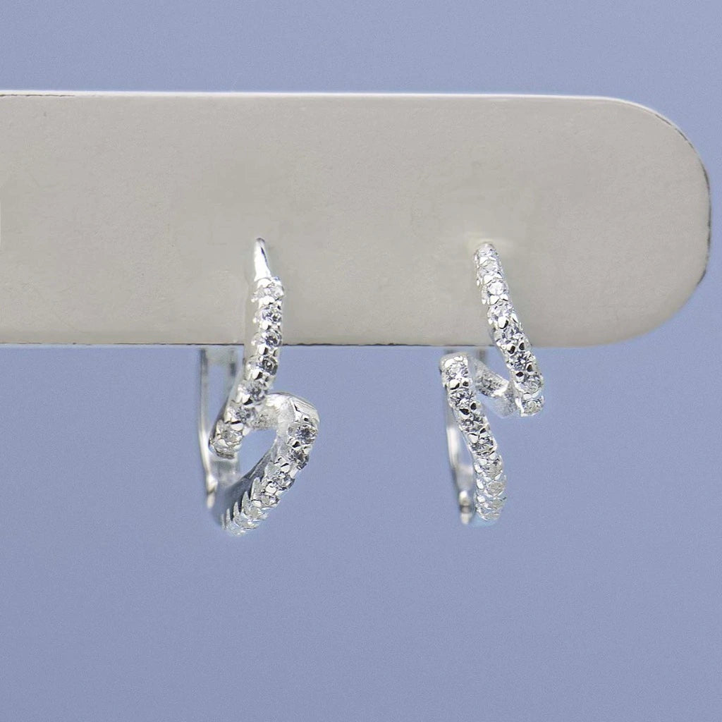 Brinco Argola Click Cravejada com Zircônias em Prata 925 Casa Plata®