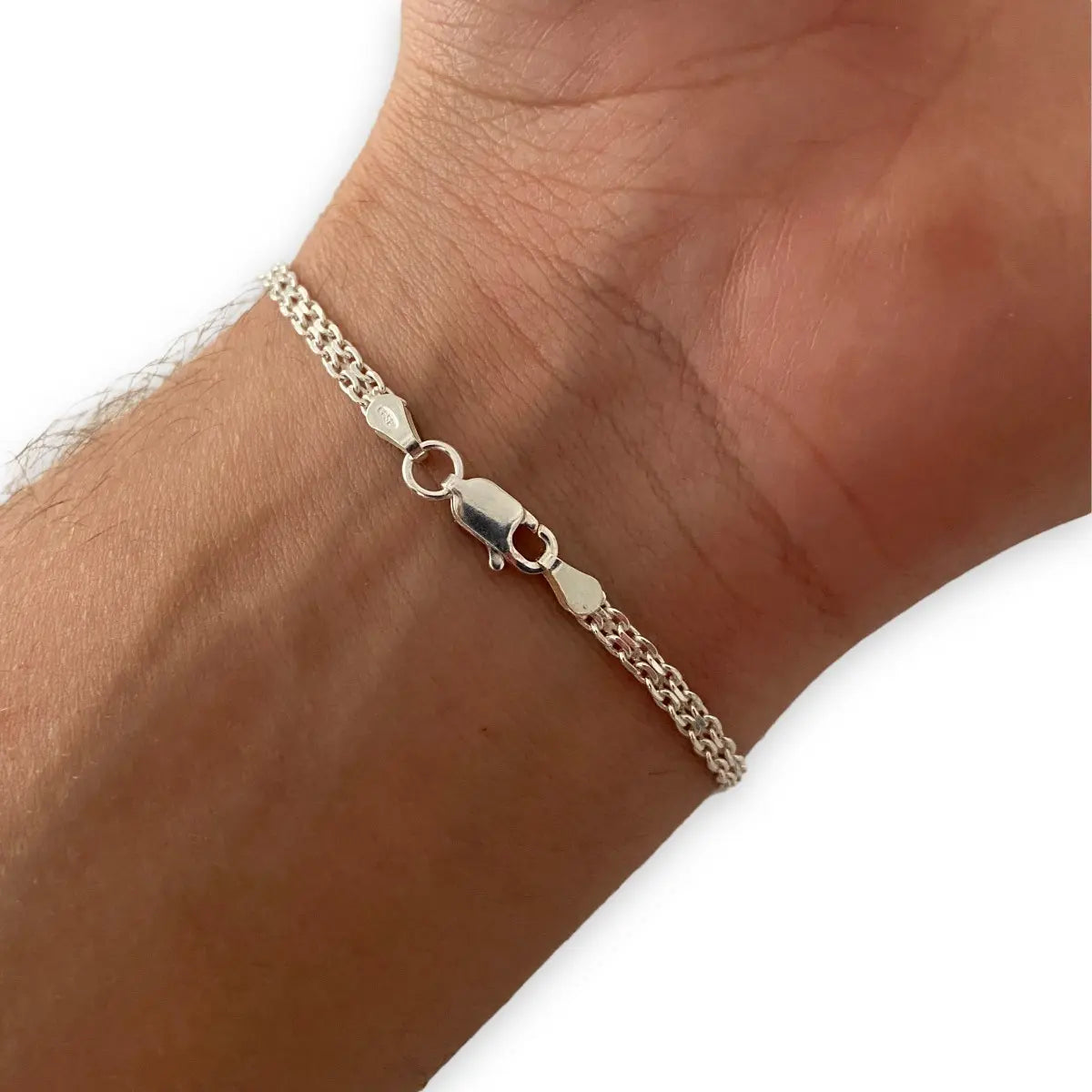 Pulsera Plata 925 Italiana Forcet Doble Hombre Casa Plata