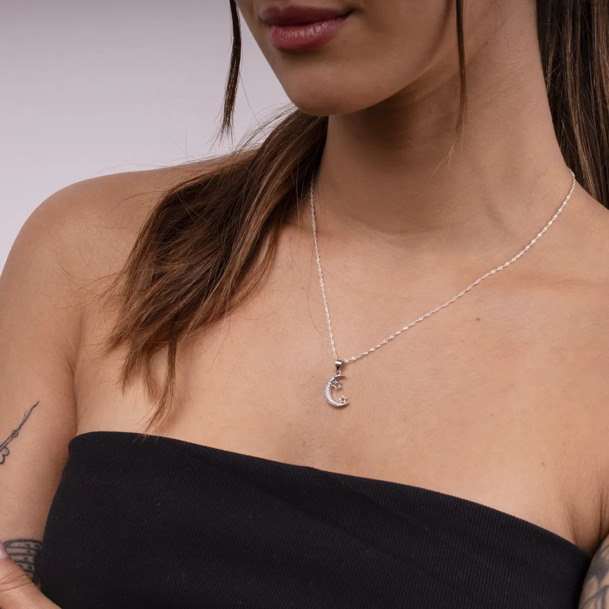 Cadena Mujer Y Dije Luna Y Estrellas Plata 925 Casa Plata