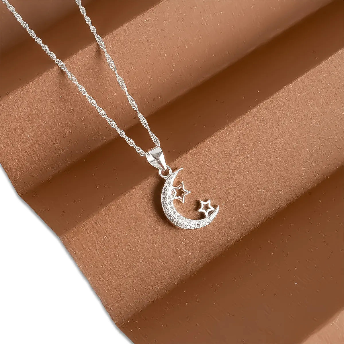 Cadena Mujer Y Dije Luna Y Estrellas Plata 925 Casa Plata