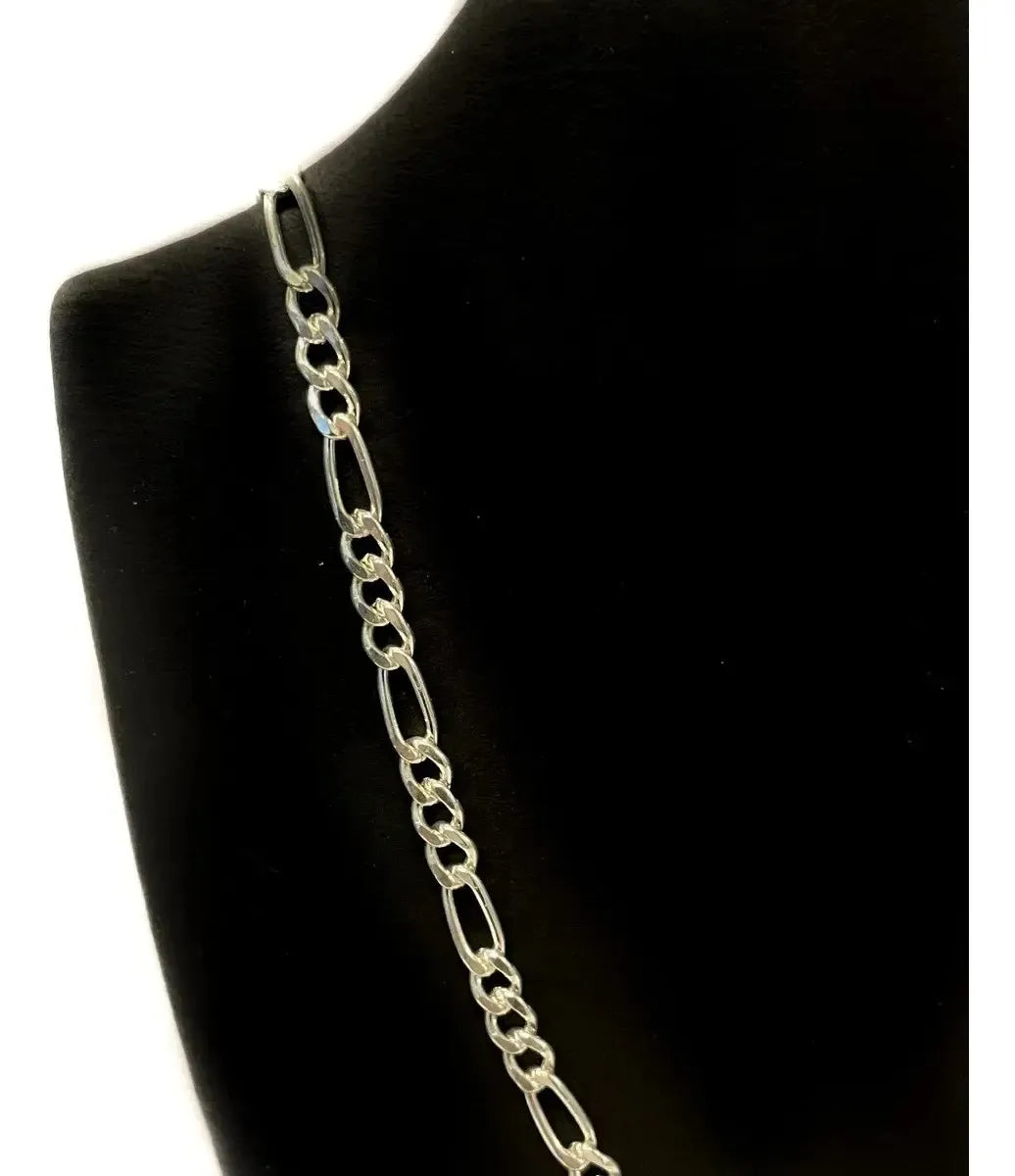 Cadena De Hombre Plata 925 Fígaro Maciza 4.7mm Color 55cm Casa Plata