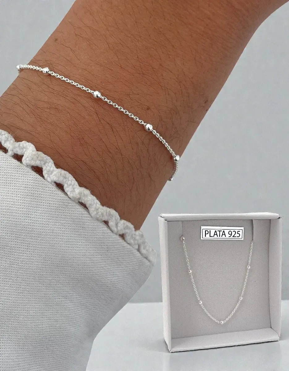 Pulsera Plata 925 Bolitas Regulable Casa Plata