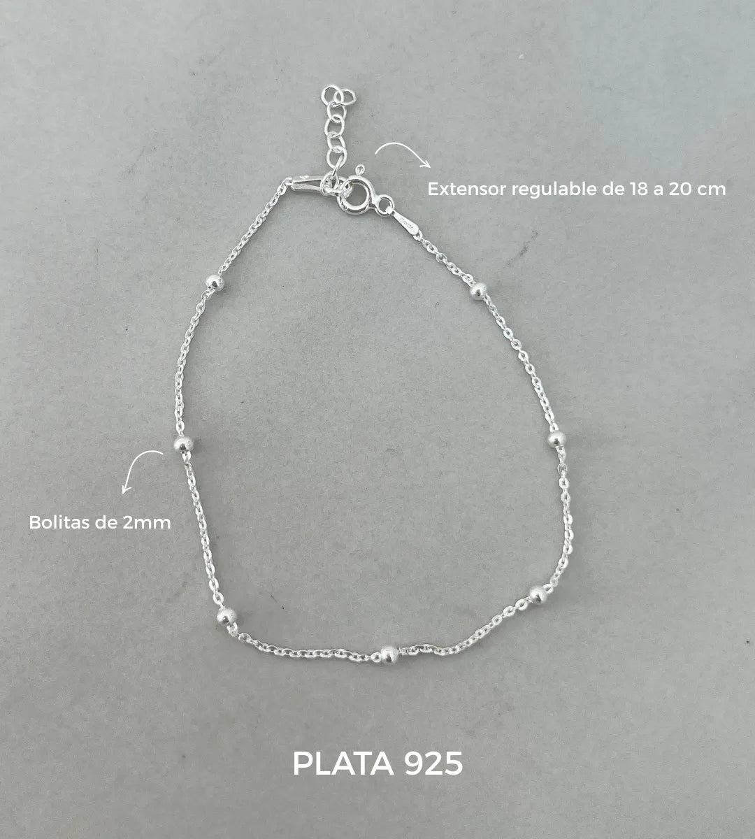 Pulsera Plata 925 Bolitas Regulable Casa Plata