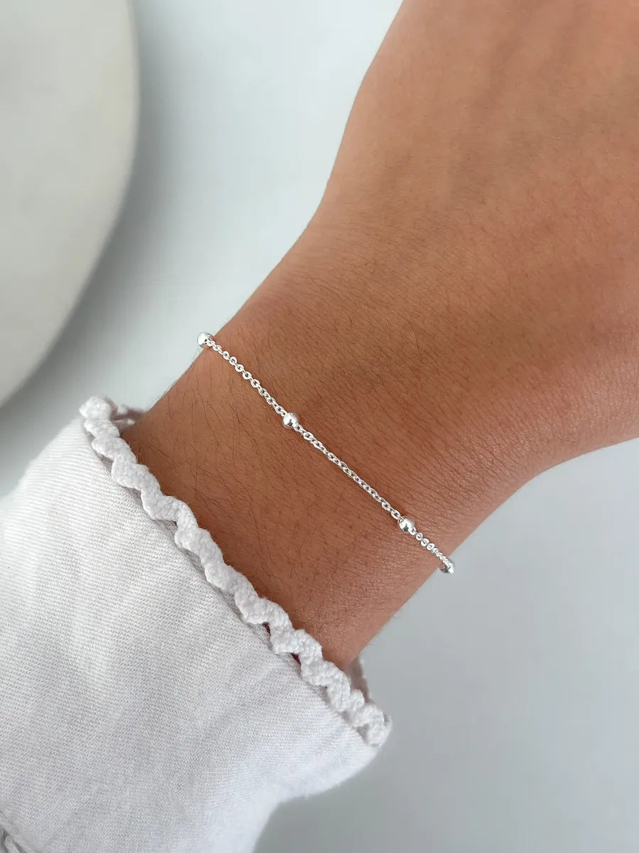 Pulsera Plata 925 Bolitas Regulable Casa Plata