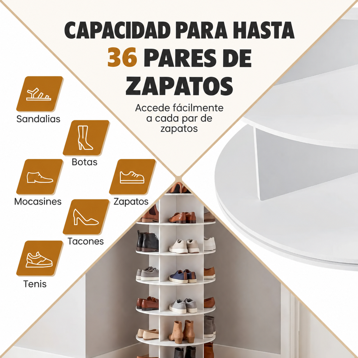 Torre Organizadora Giratoria Premium 360° – Más Espacio y Organización