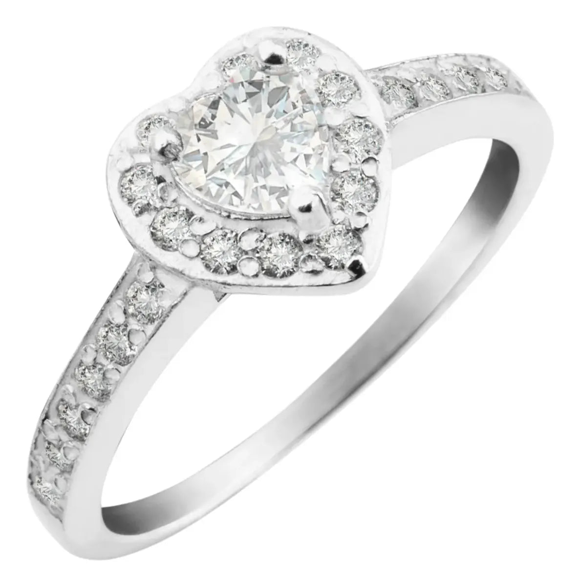 Anillo Solitario Corazón Plata 925 Con Piedra Casa Plata