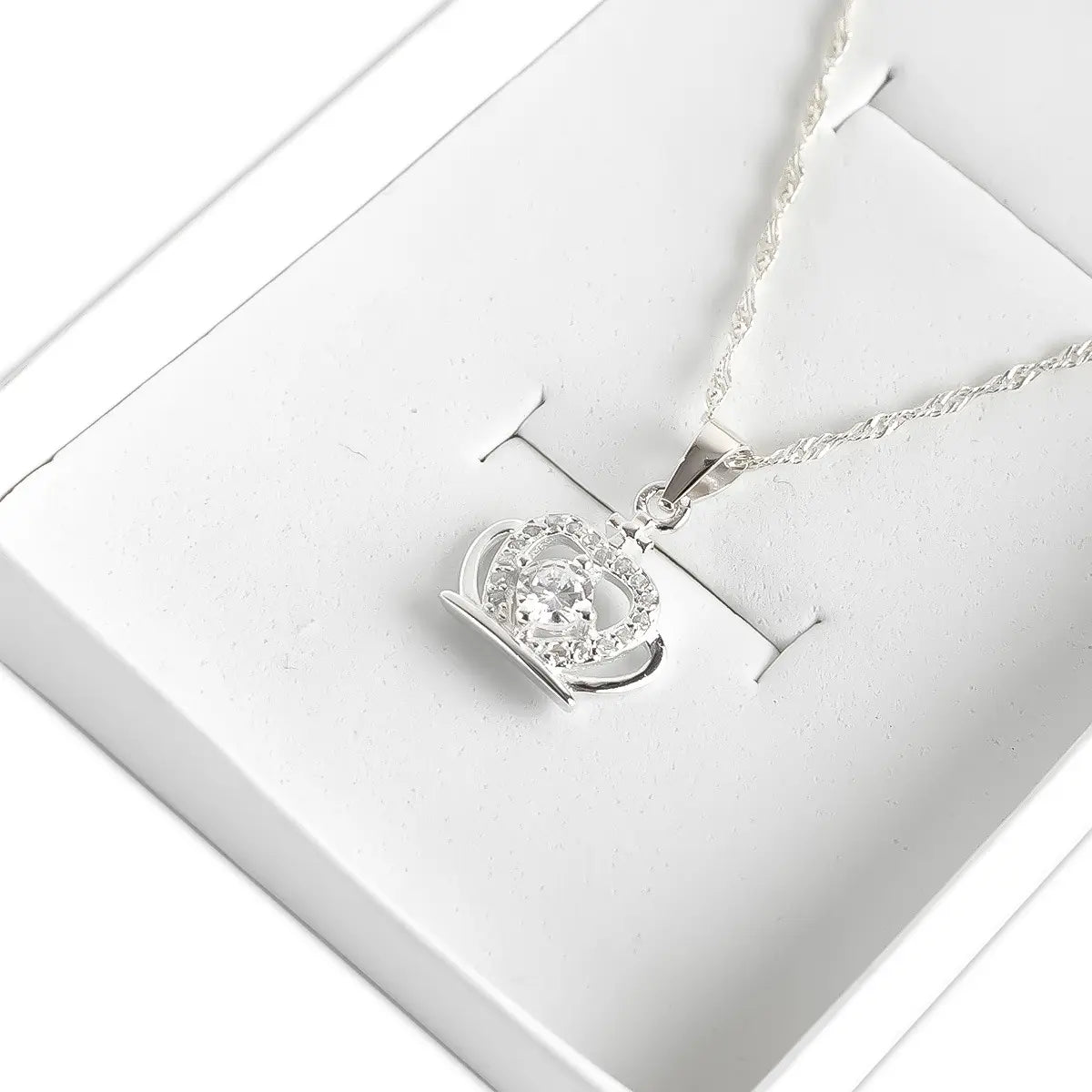 Cadena Y Dije Corona Cubics Plata 925 Mujer Casa Plata