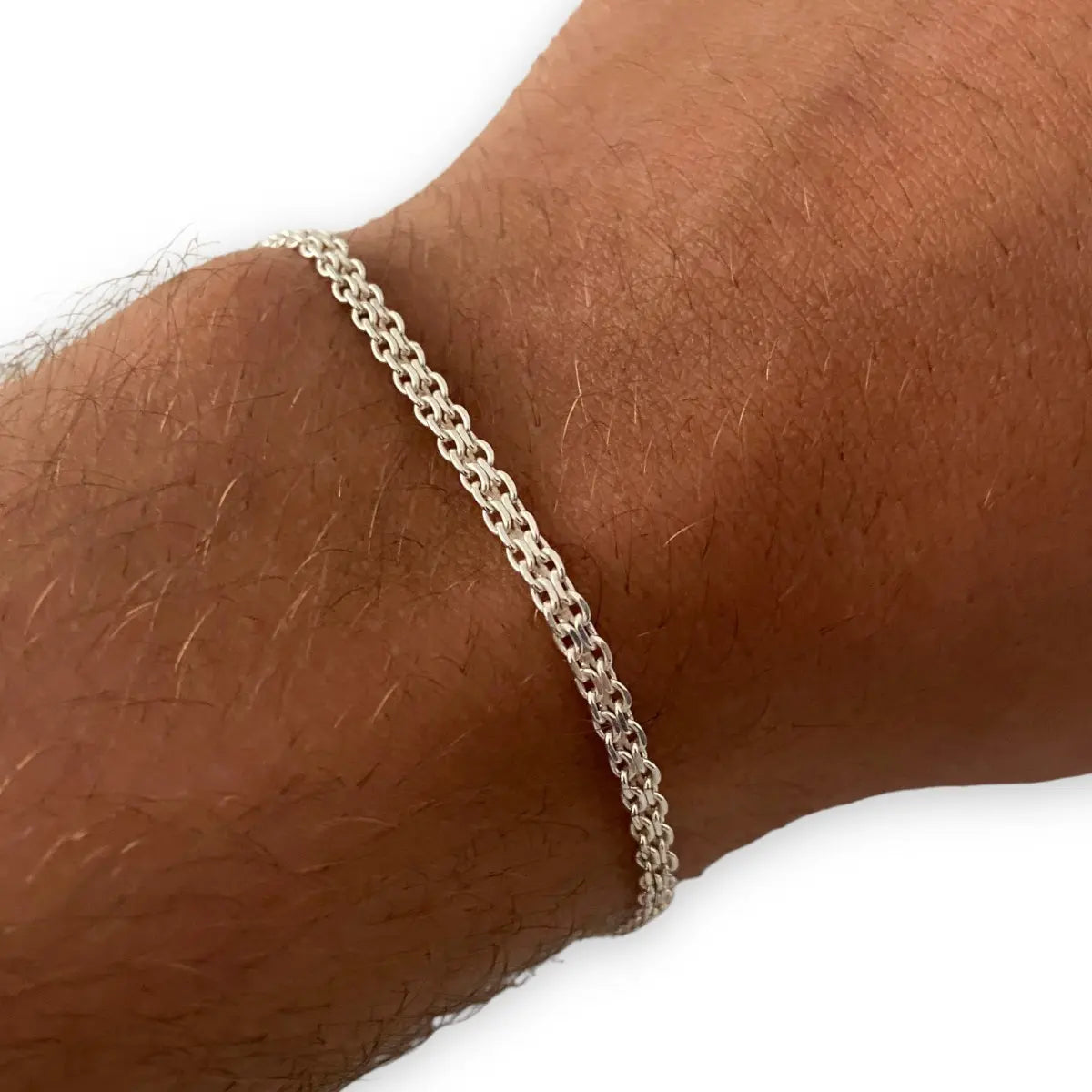 Pulsera Plata 925 Italiana Forcet Doble Hombre Casa Plata